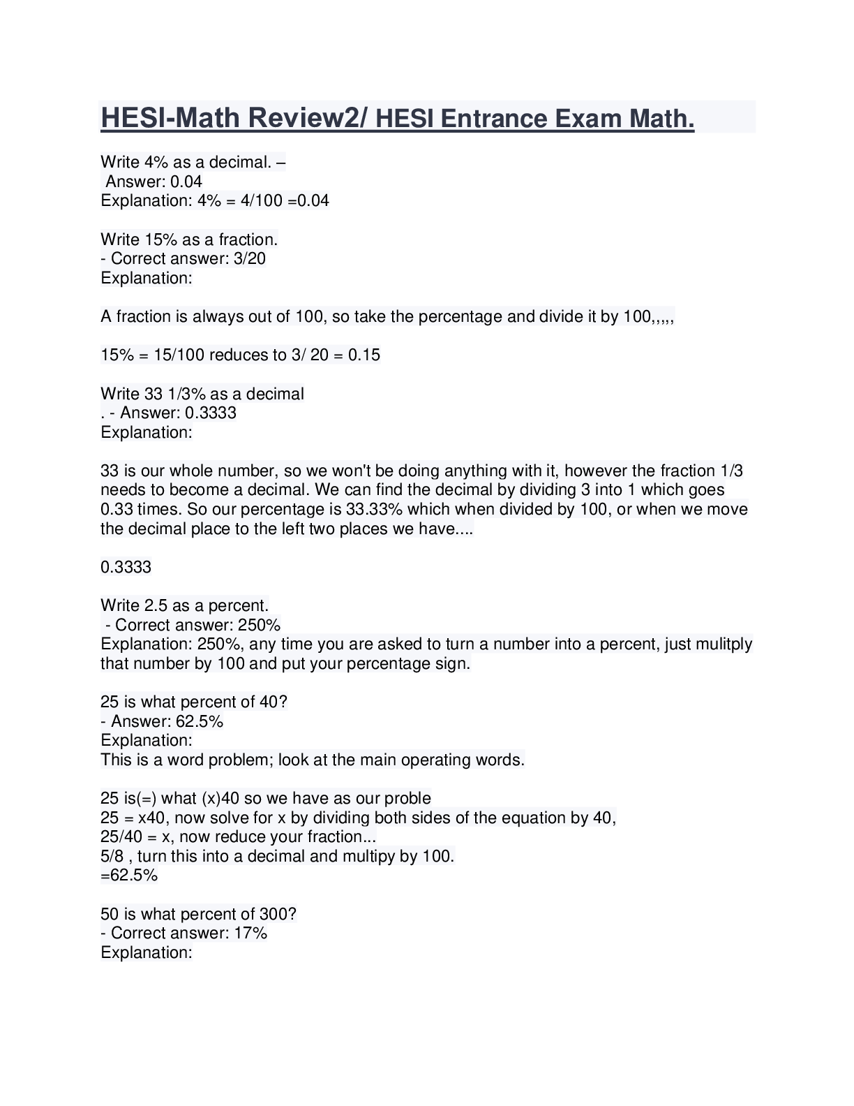 Preview image for HESI-Math Review2/ HESI Entrance Exam Math.